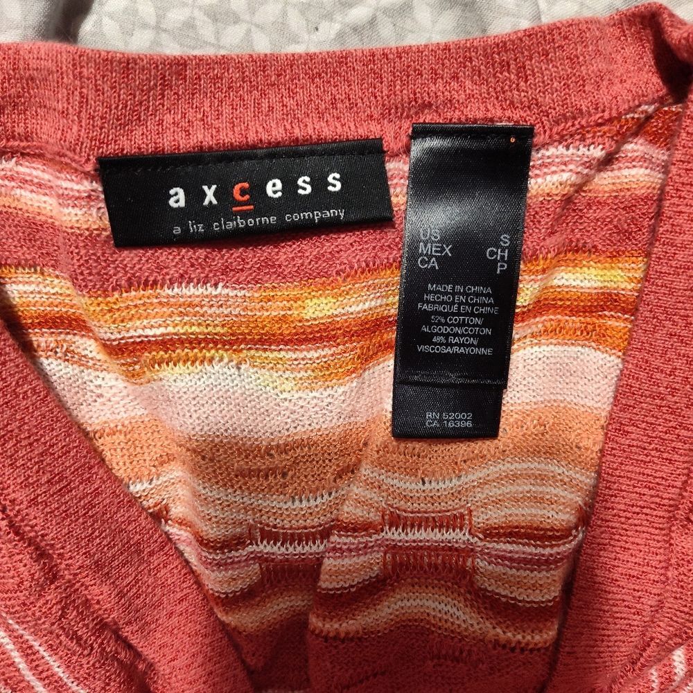 Axcess Striped V-Neck Sleeveless Lightweight Sweater Top Womens Small - Picture 2 of 3